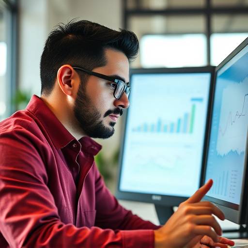 Foto de Miguel Santos, Especialista en Marketing Digital de Élite Visual, analizando datos en un ordenador.
