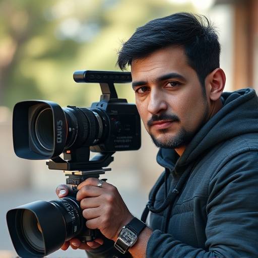 Retrato de Javier López, Director de Fotografía de Élite Visual, trabajando con una cámara profesional.